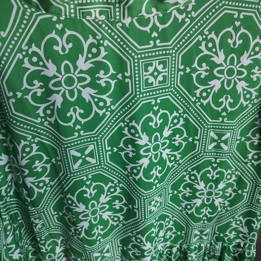 Ann Taylor Short Sleeve Green & White Dress - Size XXL - Picture 5 of 5